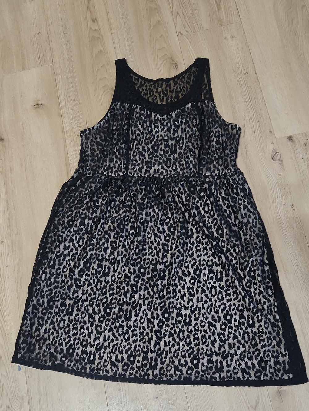 Lane Bryant Black Leopard-Print Lace Overlay Dress